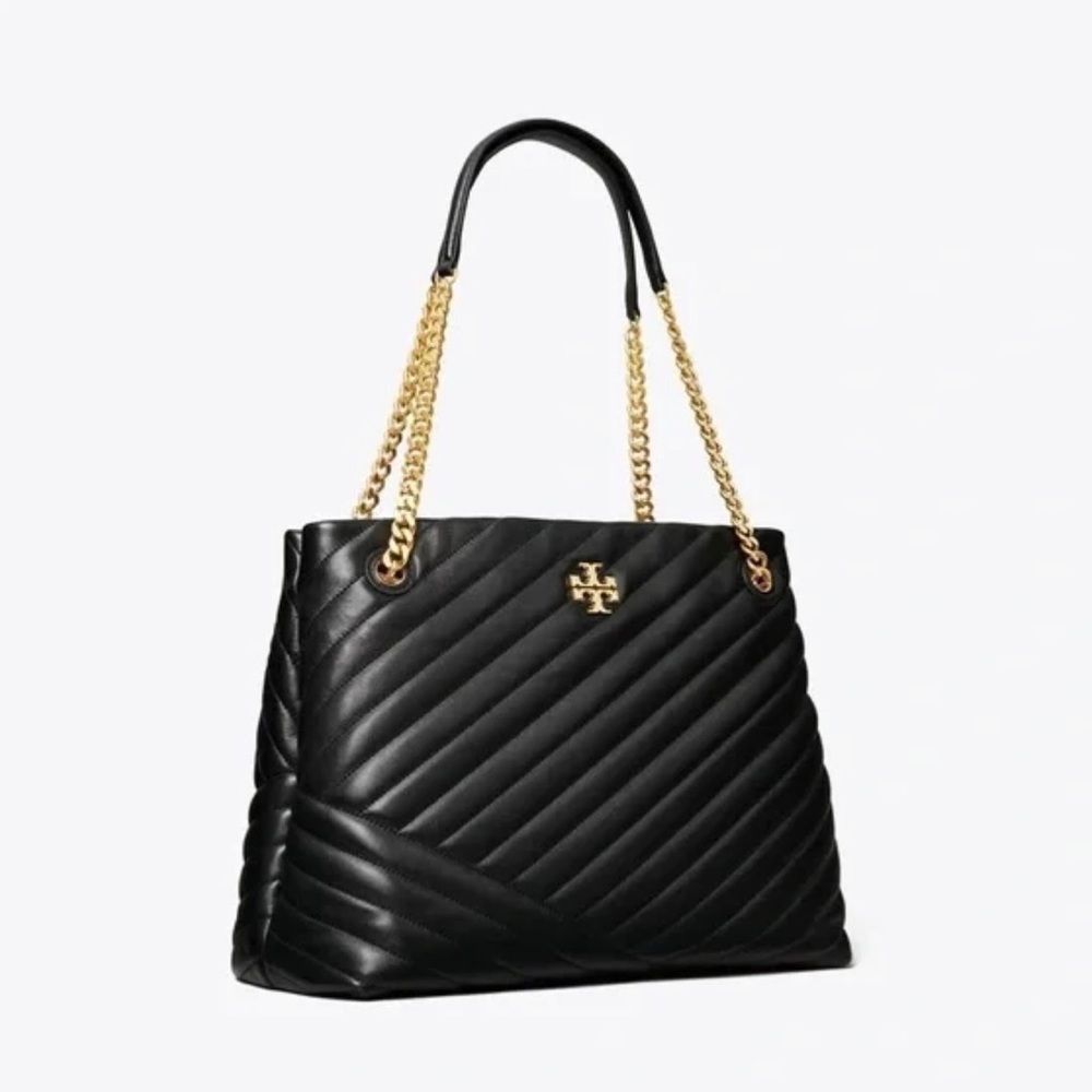 Tory Burch Black Quilted Leather Kira Chevron Tote